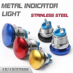 16mm 19mm 22mm Stainless Steel Self-Reset Metal Push Button Switch Screw Foot Mushroom Head Red Yellow Black Green Blue