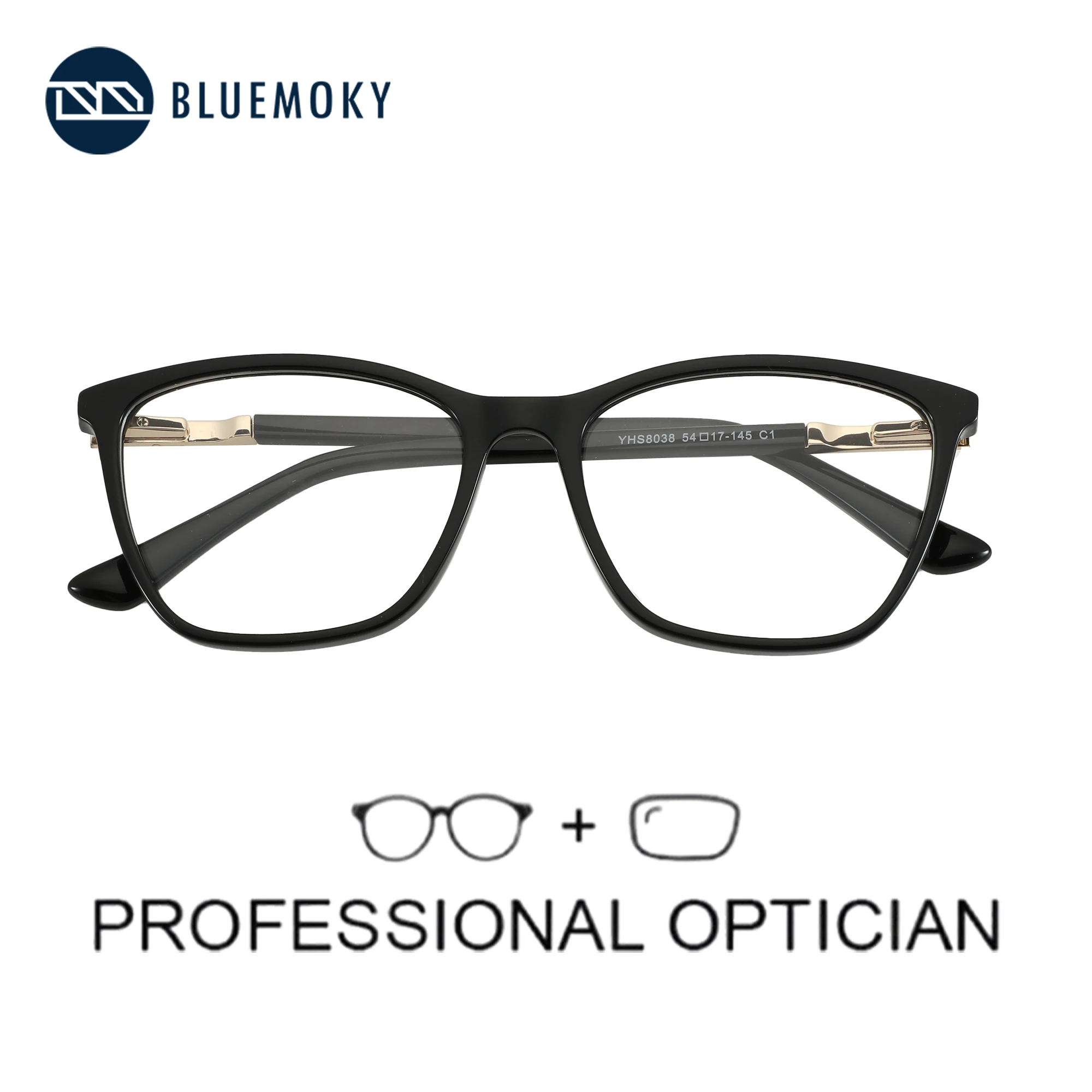 BLUEMOKY Popular Acetate Prescription Glasses For Women Square Anti-Blu-Light Myopia/Hyperopia/Progressive Optical Eyeglasses