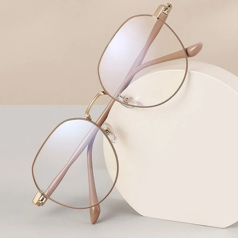 Women's Polygonal Anti Blue Light Glasses, Stylish Non-Prescription Eye Strain Relief Fashion Versatile Eyewear