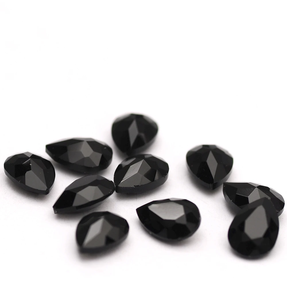 High Quality Dorp Shape Nail Parts Strass Crystal Black Glass K9 Fancy Stones Multi Sizes Gems for 3D DIY Nail Art Decorations