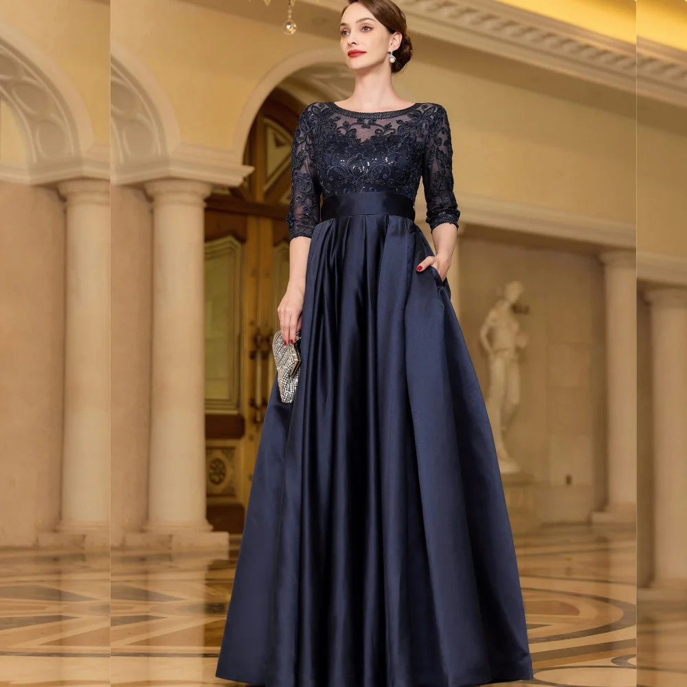 

Индивидуальные длинные платья А-силуэта из шармеза с кружевом и круглым вырезом, на заказ, для особых случаев, вечерние, для матери невесты, классические, элегантные, торжественные