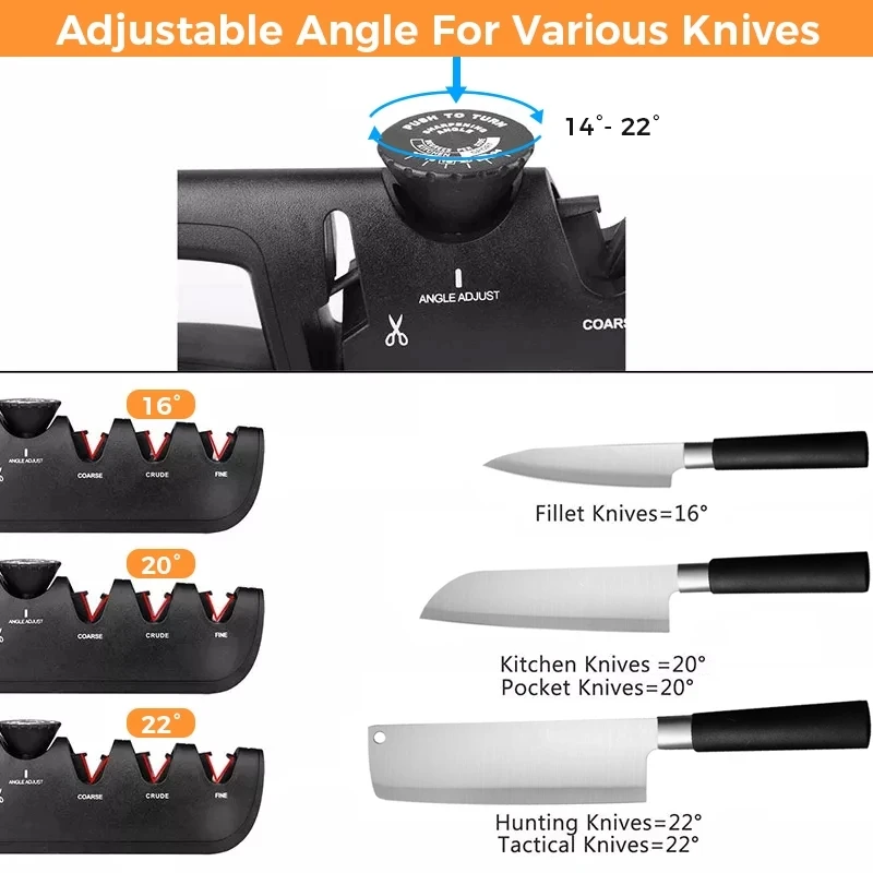 Professional Knife Sharpener 5 in 1 Kitchen Scissor Sharpening Tool Whetstone Tungsten Diamond Adjust Angle Kitchen Sharpen Tool