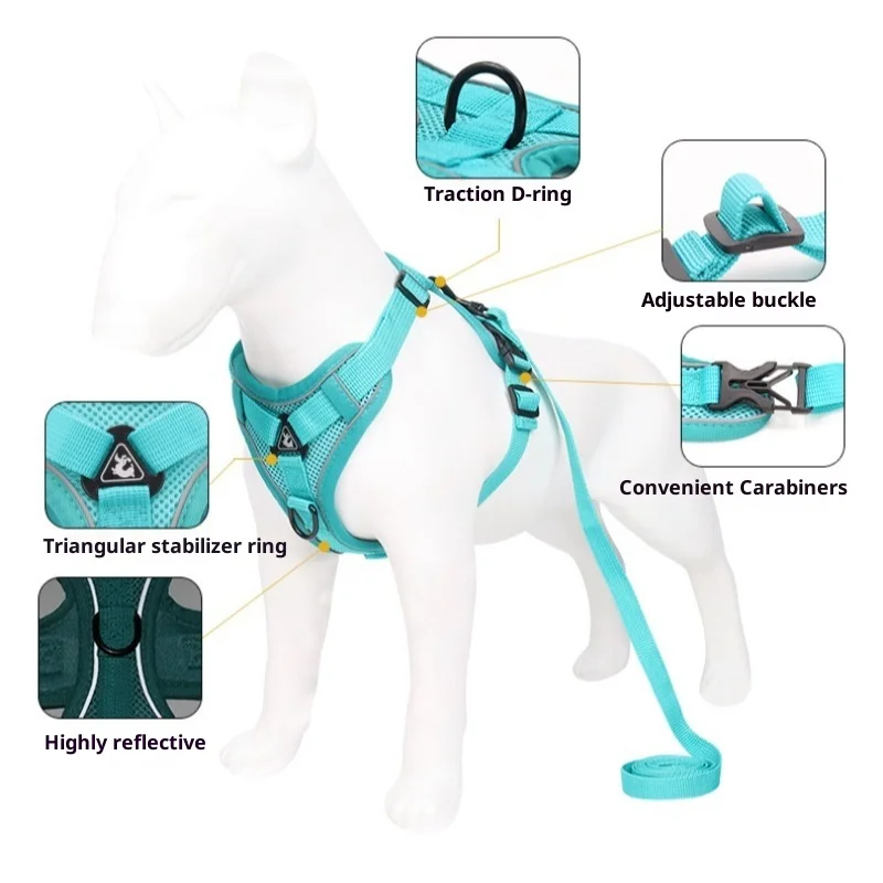 

Pet Leash Vest-Style Chest Harness for Dogs and Cats Reflective and Breathable Walking Leash for Cats and Dogs Pets Collars