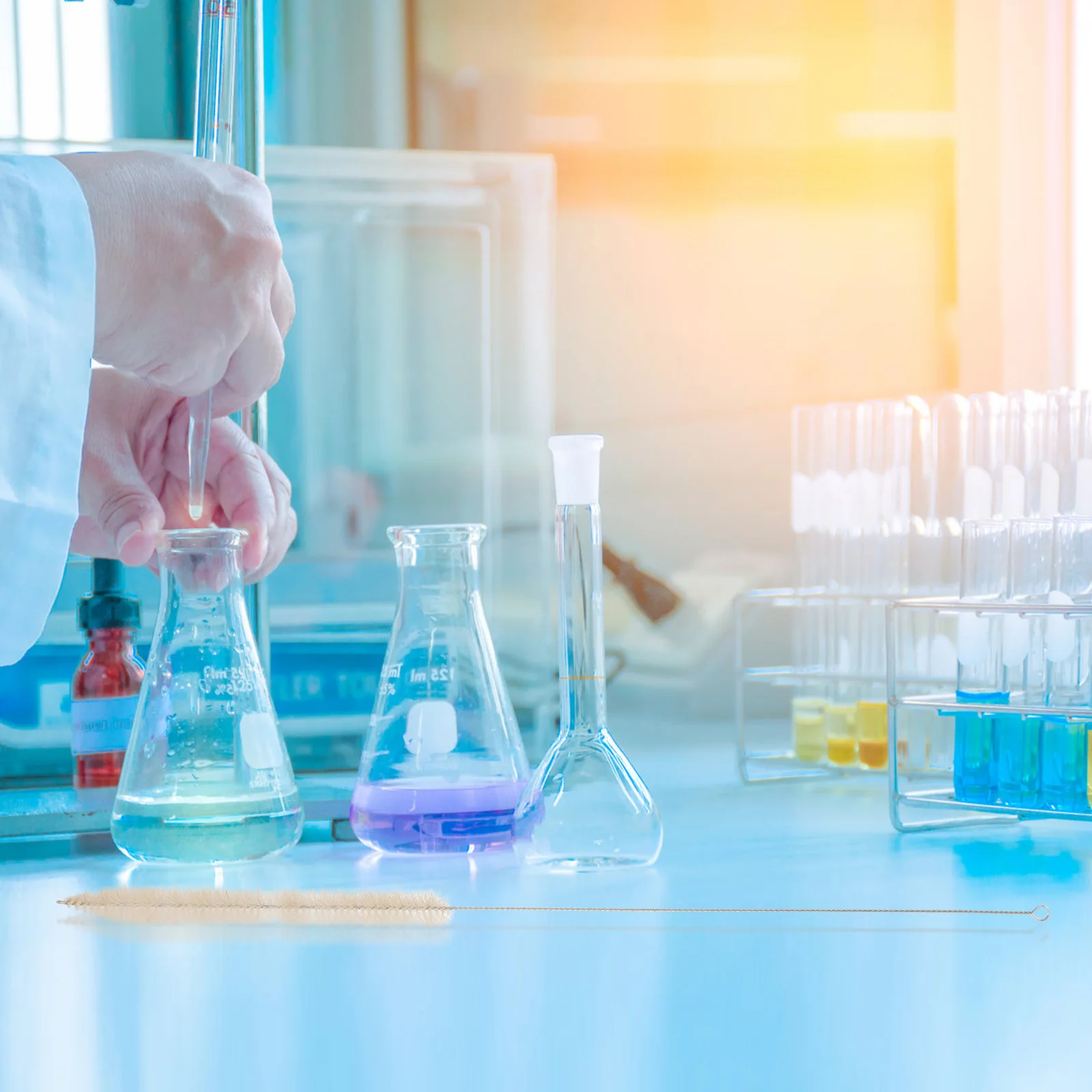 10 Pcs Straw Brush Tube Cleaner Cleaning Lab Brushes Pipette Scale Laboratory Wool Test