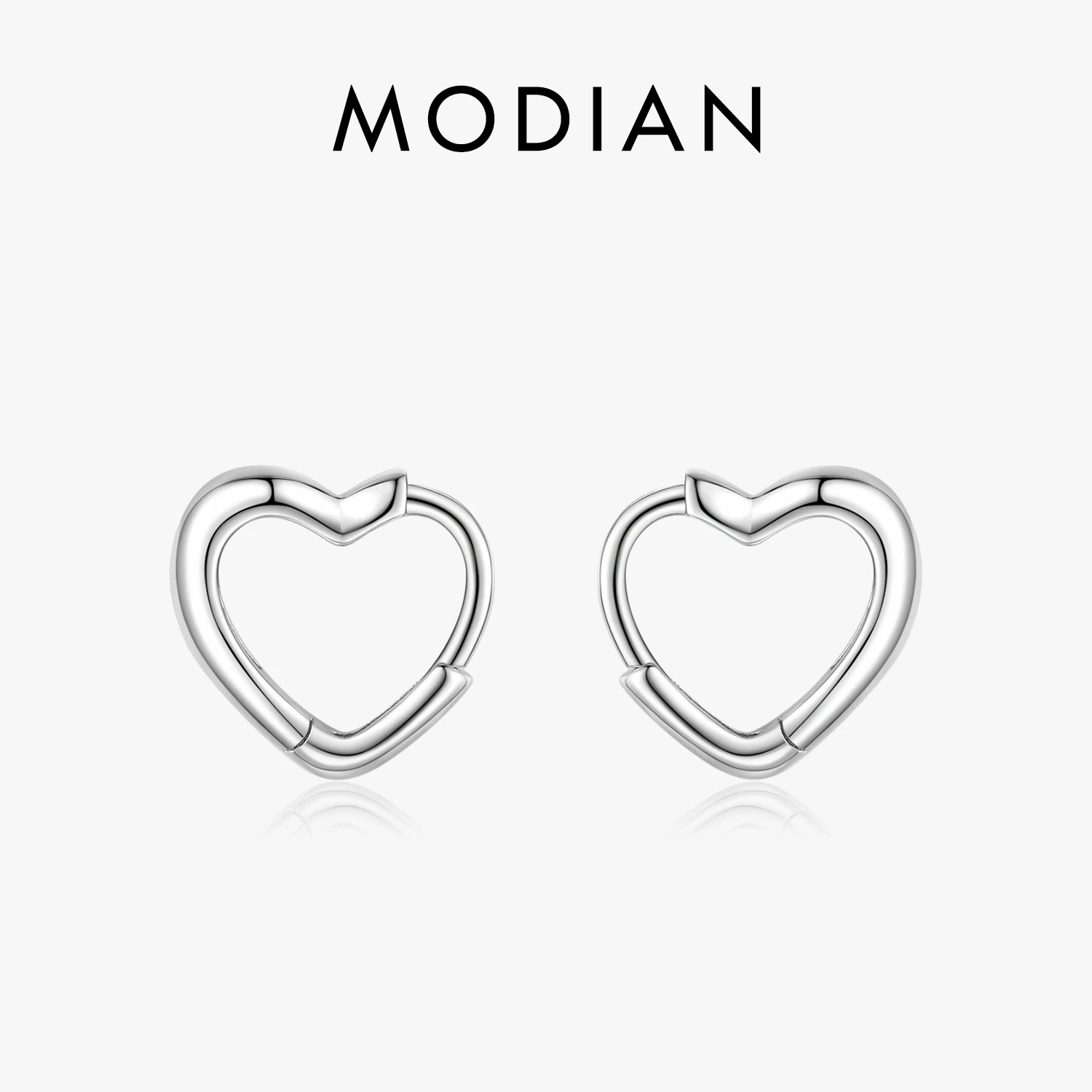 Modian Small Fashion Hearts Shape Hoop Earrings Minimalistyczny 925 Sterling Silver Love Charm Kolczyk dla kobiet Biżuteria dla dziewcząt Prezenty