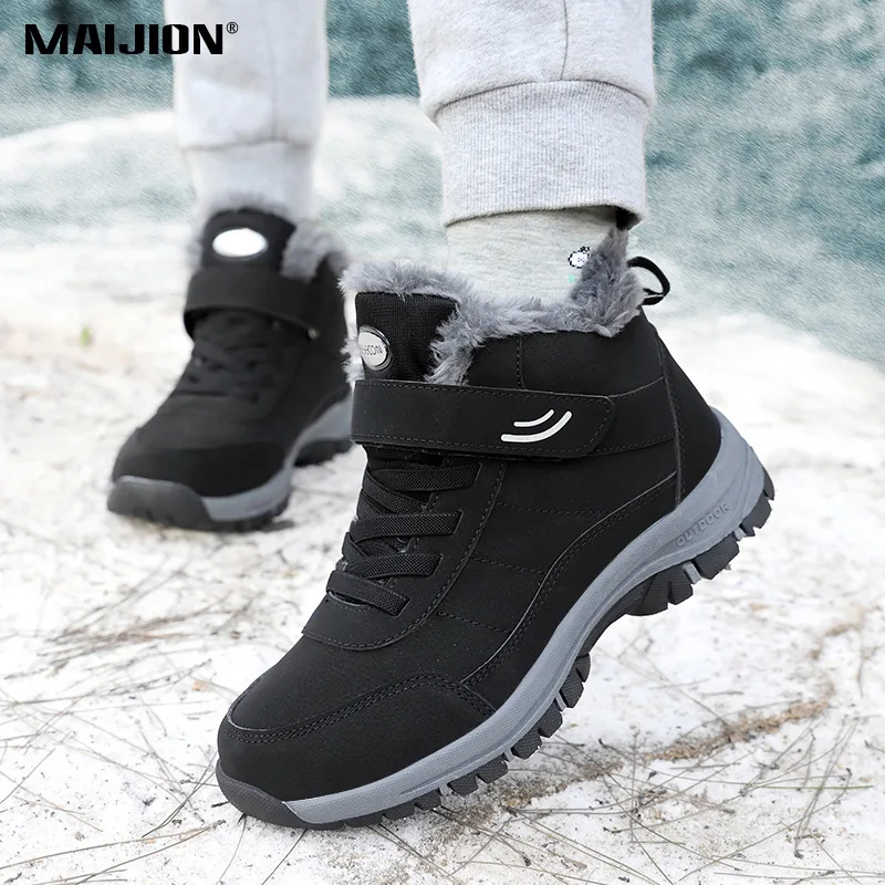 Anti Slip Plush Winter Hiking Shoes Warm Cotton Shoes Wear Resistant Rubber Winter Outdoor Sneaker for Walking Travel Size 35-46