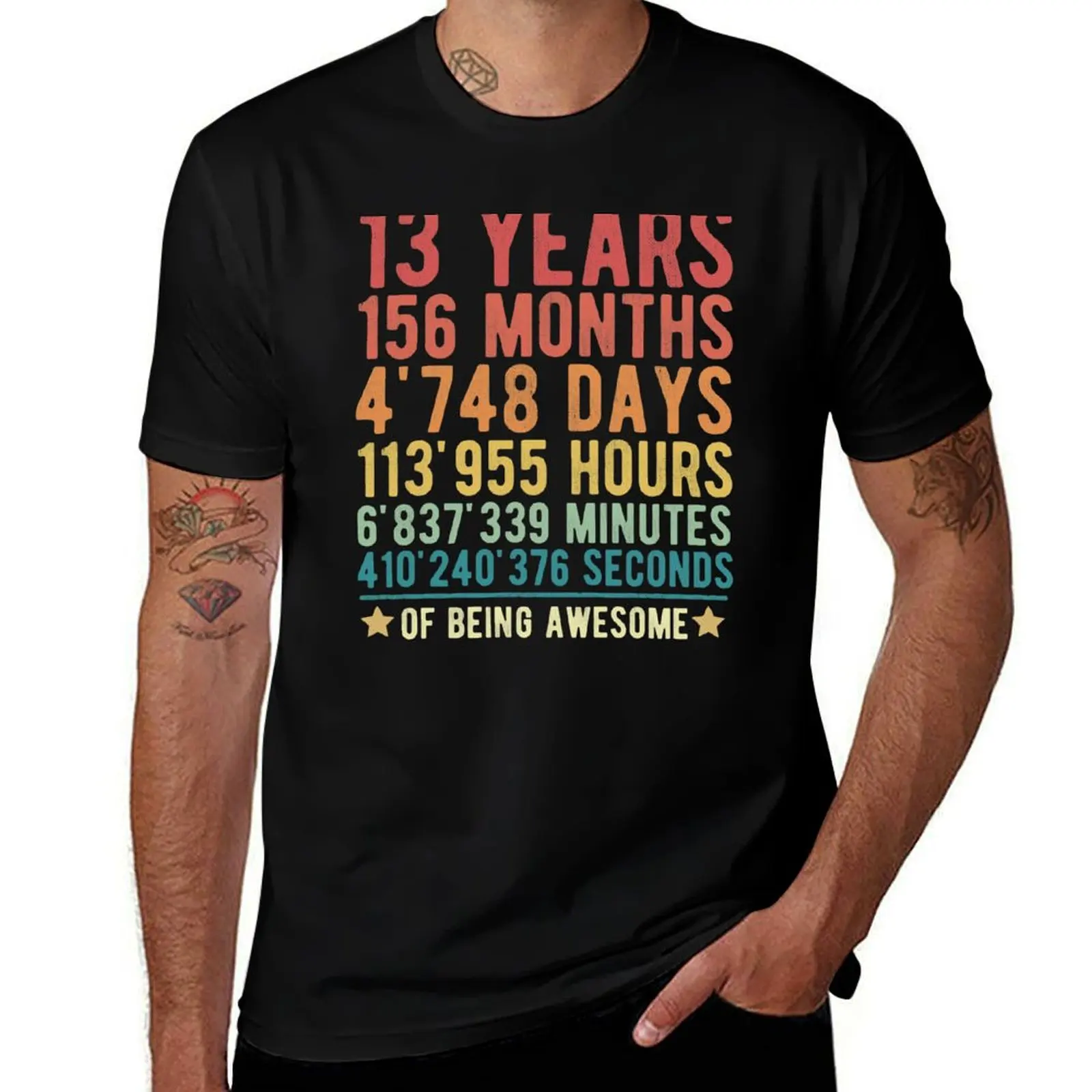 

Vintage 13th Birthday Funny Gift With Facts 13 Years Old 156 Months Of Being Awesome Bday Party Gifts T-Shirt