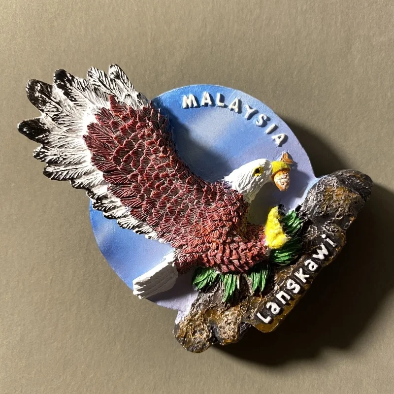 ماليزيا، جزر لانجكاوي، ثلاثية الأبعاد الإبداعية، النسور الحيوانية، الهدايا التذكارية السياحية، الحرف اليدوية، مغناطيس الثلاجة