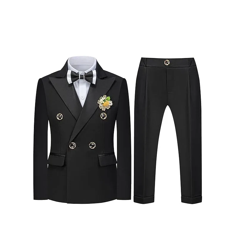 النمط البريطاني الأولاد 3 قطعة/مجموعة سترة السراويل ربطة العنق صورة دعوى مدرسة أطفال فستان عيد ميلاد الأطفال الزفاف الرسمي Custome