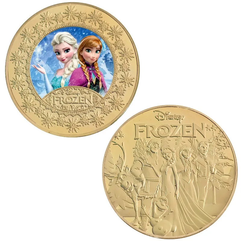 Disney Commemorative Coins Anime Cartoon Frozen Anna Elsa Lucky Collection Coins Children's Toy Gifts Home Decoration Crafts New