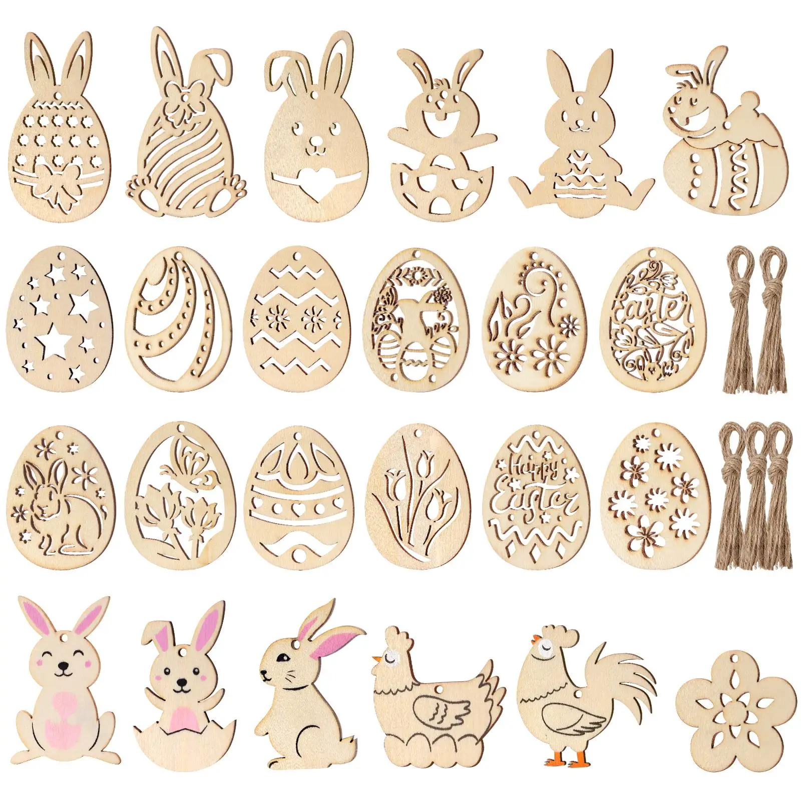 

48pcs DIY Wooden Card Tags Smooth Surface Wood Hanging Ornaments Craft Supplies Party Decorations Christmas Wedding Birthday