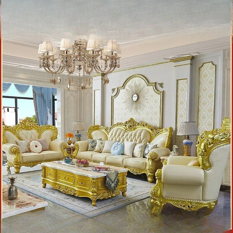 Living Room Sofa Luxury Solid Wood Home Living Sturdy Durable Easy Assembly Stable Construction