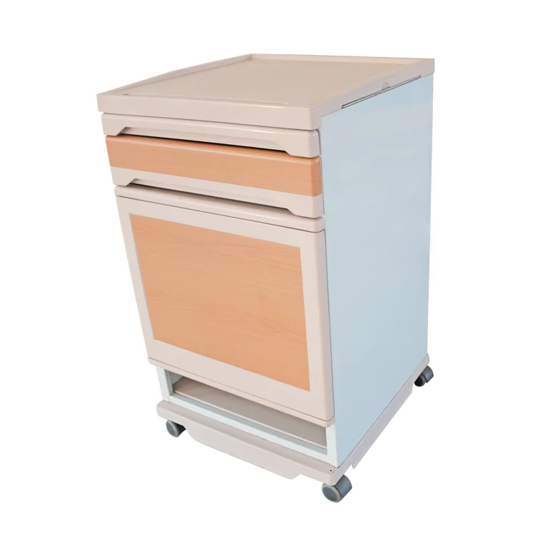 manual ABS medical bedside tables for bed use with patient tables and storage