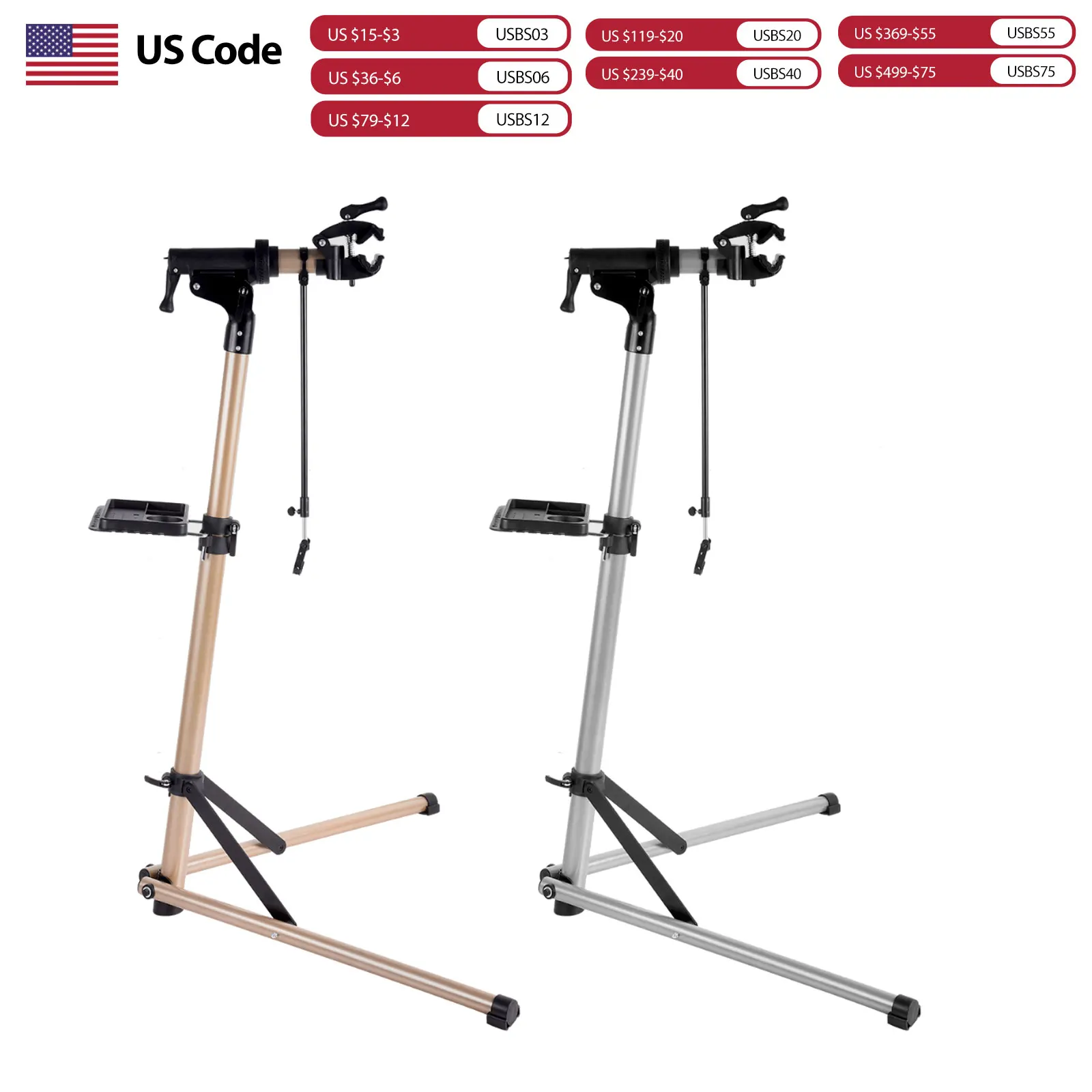 Bike Repair Stand 110 lbs 50 kg Capacity Aluminum Alloy Bicycle Maintenance Rack, Height Adjustable Foldable Portable Workstand with 360° Rotatable Clamp, Sturdy E-Bike MTB Road Bike Repair Tool for Home Garage Workshop