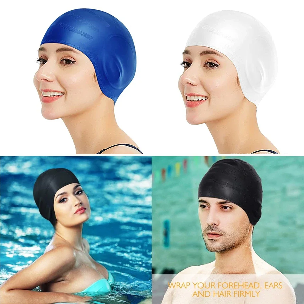 Gehörschutz Silikon-Schwimmkappe Unisex Professionelle Große Schwimmhaube Hochelastischer Gummi Haarschutz Rutschfeste Schwimmkappe – Detail 16