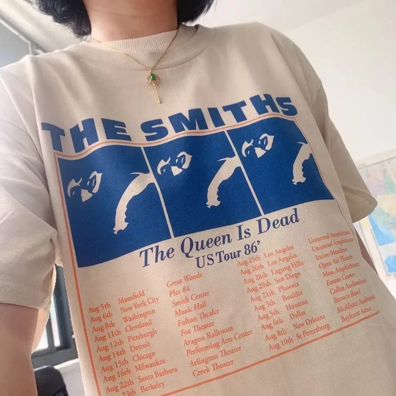 The Smiths Vintage Tour 1986 Print T-shirt Unisex Soft Cotton Short Sleeve Oversized Loose Indie Rock Music Retro Street Tees