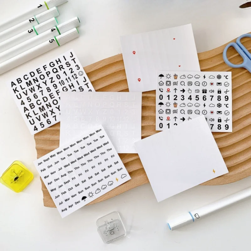 3sheets Letter Number Stickers,Month  Week Weather Sign Labels,Journal Diary Collage Decoration Index Stickers view 6