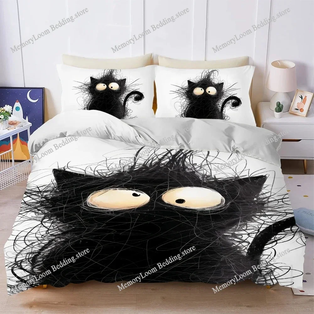 Whimsical Cat Art Duvet Cover Set Home Style Bedding Soft Laundry Cotton Bed Four Seasons Student Dormitory Home Textileextile