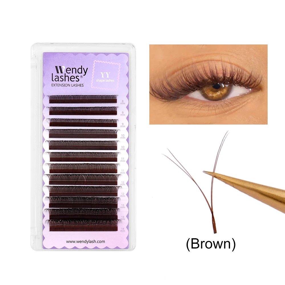 Wendy Lashes-Extensions de Cils Naturels, Forme YY, Triple Pointes, Tissés à la Main, Premium, Doux, observateur, Préfabriqués, Volume, Haute