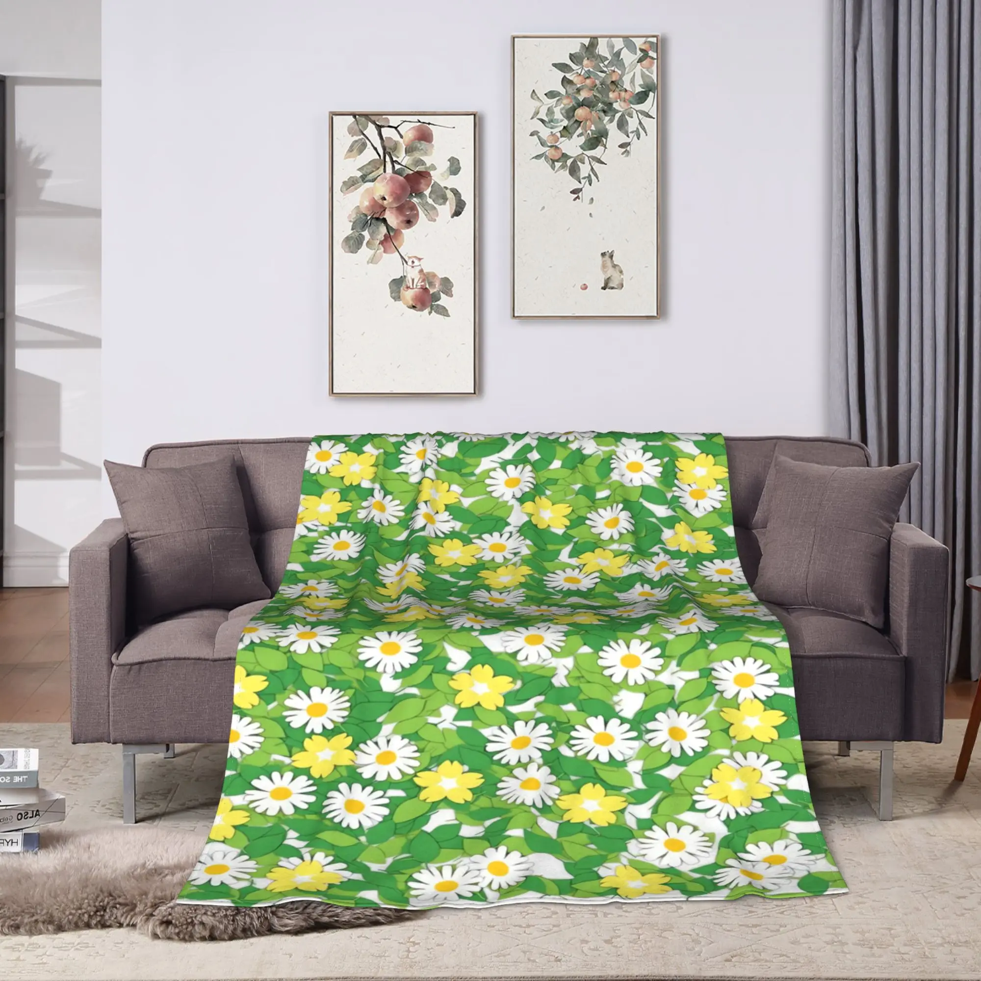 Grass Battlemat Grassland Land Blanket  Super Soft Pattern Plush Throw Blanket For Home Decor Decorative Flannel Bedspread Bed