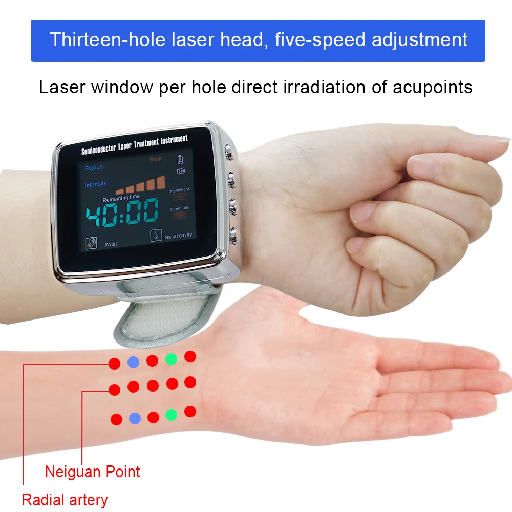 15 Holes 650nm Laser Therapy Watch Diode LLLT Wrist Watch For Diabetes Cholesterol Hypertension Treatment Sinusitis Therapy