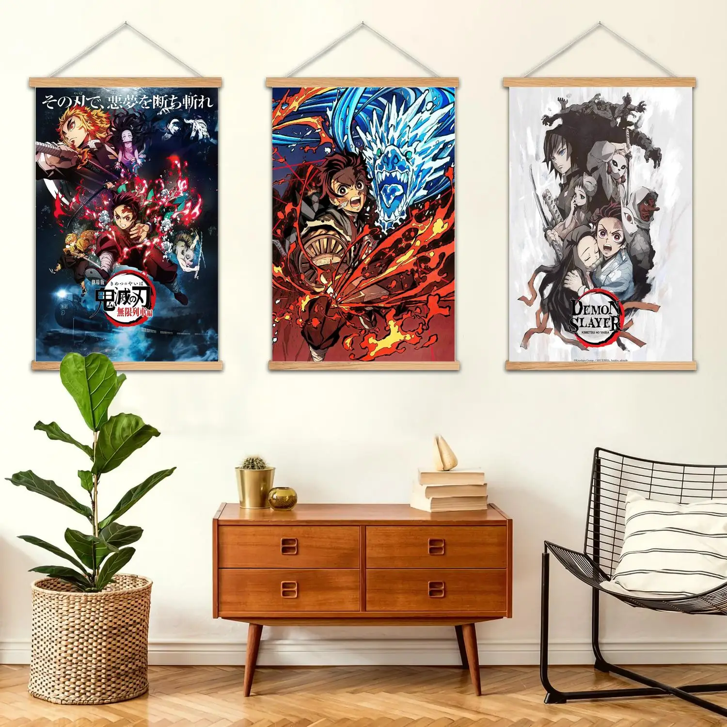 kimetsuno yaiba  Framed Wall Painting Canvas Art Poster and Wall Art,  Modern Family Bedroom Decor,Decorative painting