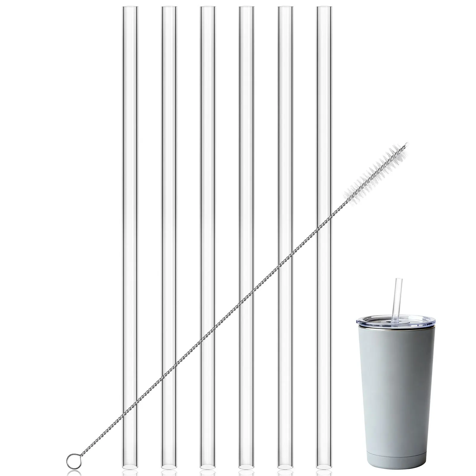 

1 set Cup Straws Set Reusable Silicone Straw Tumbler Accessories Smooth Inner Wall Easy Clean Lovely Design For Party Home