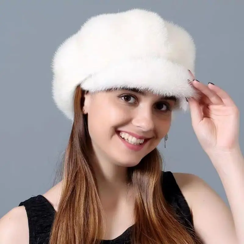 

Women Plush Berets Cap Autumn And Winter Faux Fur Newsboy Caps Fashion Thick Cloud Hat Retro Luxury Soft Plush Octagonal Hats