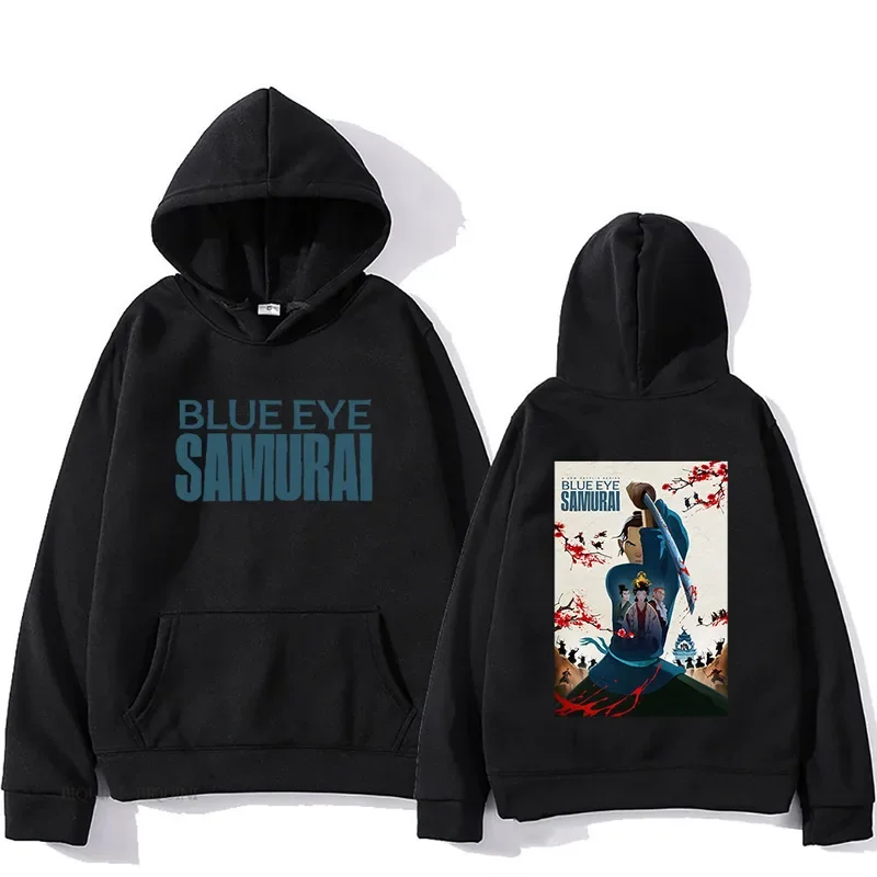 Blue Eye Samurai Hoodies Sweatshirts Men Winter Comfortable Pocket Sweatshirts Fleece Warm Mens Clothing Anime Cartoon Hoody