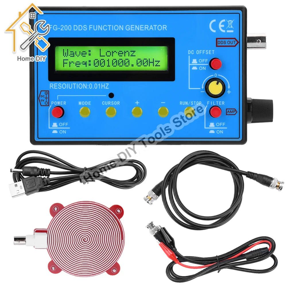 FG-200 DDS Function Signal Generator Frequency Counter 0.01Hz-500KHz Signal Source Module Sine+Square+Triangle+Sawtooth Waveform