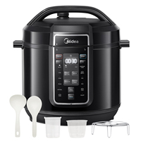 Midea Autocuiseur Électrique Rapide 9-en-1, 12 Programmes Prédéfinis, Multicuiseur Inox Instantané, Pot Antiadhésif，6L， Noir