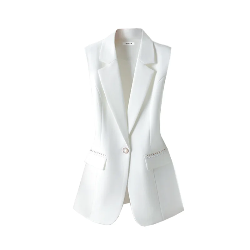 

Fashion Solid Color Suit Vest Women 2025 Spring Summer New Korean Sleeveless Jacket Loose Waistcoat Coat Female Casual Tops W846