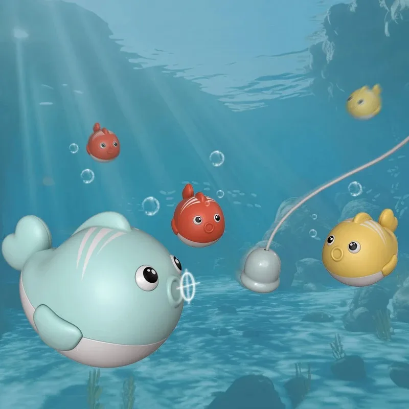 مجموعة من 5 قطع من ألعاب الصيد المغناطيسية، مجموعة ألعاب لعب مائية حمام الطفل مع شبكة، لعبة تعليمية تعليمية للأطفال الصغار