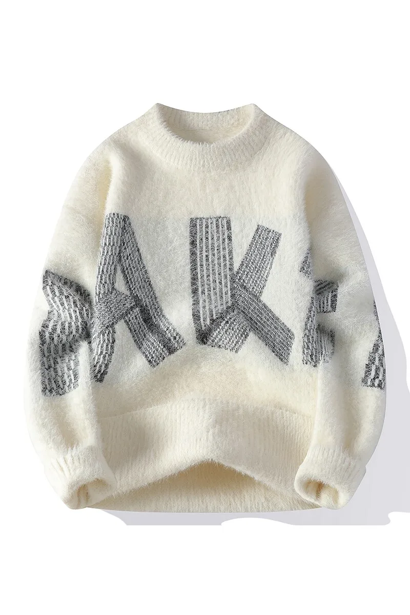 Sweater tebal leher O pria, Pullover rajut kasual wol musim dingin 2024 untuk lelaki