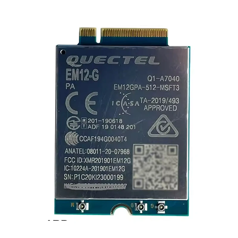 وحدة Quectel EM12-G Cat-12 LTE-A Pro 600 ميجابت في الثانية للوصلة الهابطة ومعدلات بيانات الذروة 150 ميجا بت في الثانية EM12GPA-512-SGAD EM12