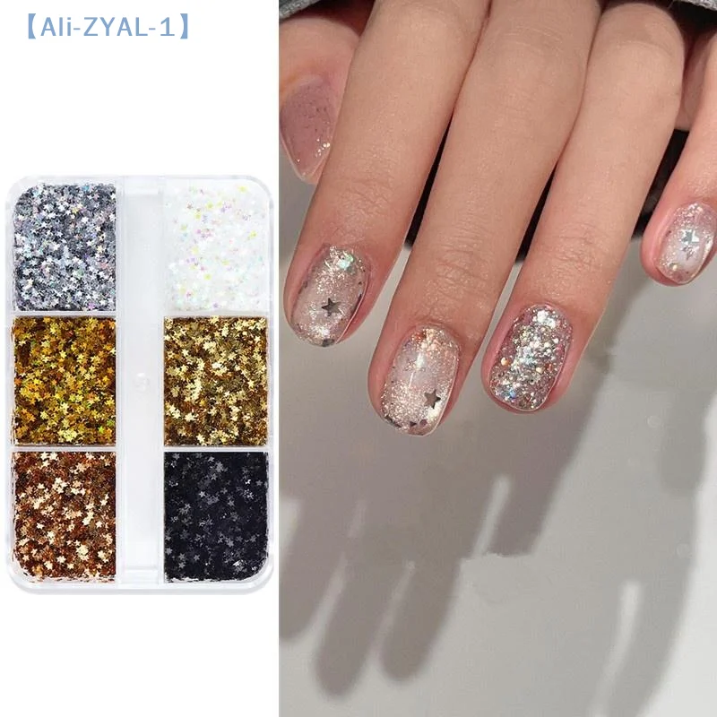 【ZYAL-1】1mm Mini Sparkling Star Nail Glitter Sparkling Pentagram Nail Decoration Nail Salon Design Cute Accessories DIY Design