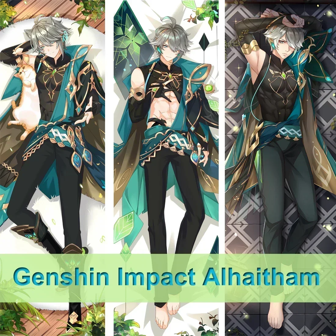 

Наволочка с декором в стиле аниме Genshin Impact Alhaitham Dakimakura Waifu, наволочка с 2-сторонним принтом, обнимающая наволочка для тела, подарок