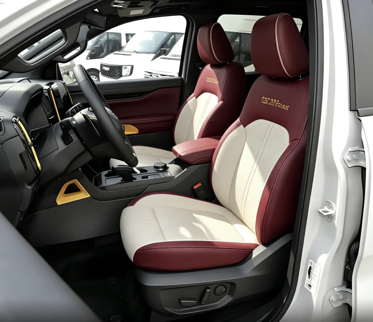 Für Ford Ranger 2023~2025 Maßgefertigte Autositzbezüge Luxuriöses Nappaleder 100% Passgenau Innenausstattung 360 ° Vollständige Abdeckung – Detail 10
