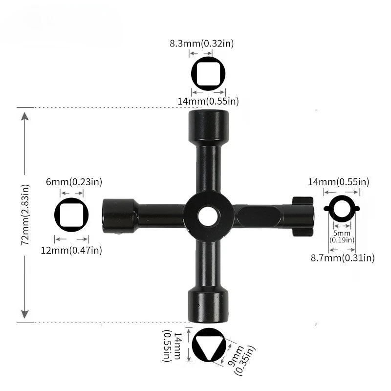 4 في 1 متعددة الوظائف كهربائي سباك فائدة الصليب التبديل وجع مربع مثلث أداة مفتاح الربط لمصعد قطار الغاز المبرد