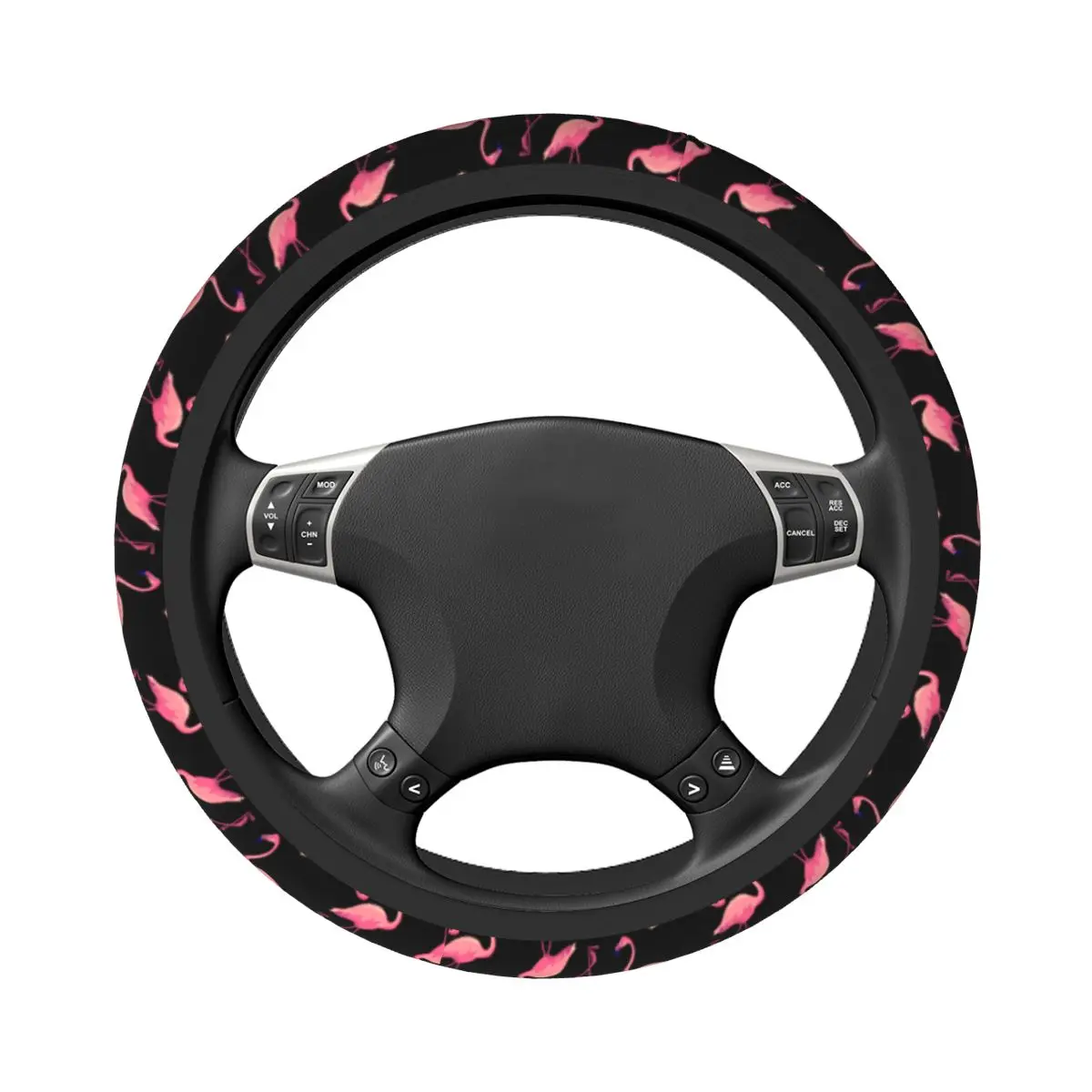 Flamingo ptak osłona na kierownicę do samochodu zwierząt 38cm uniwersalny różowy kolorowy dekoracja samochodu akcesoria samochodowe — zdjęcie 3