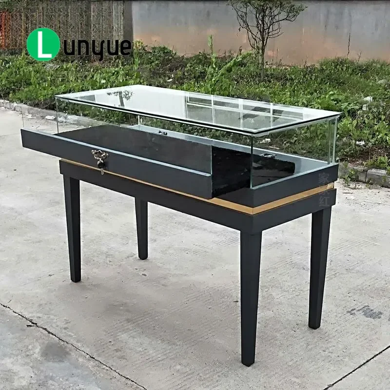 Jewelry Display Cabinet Painted Glass Counter Showcase for Head Jewelry Jade Museum Showroom Exhibition Storage Furniture