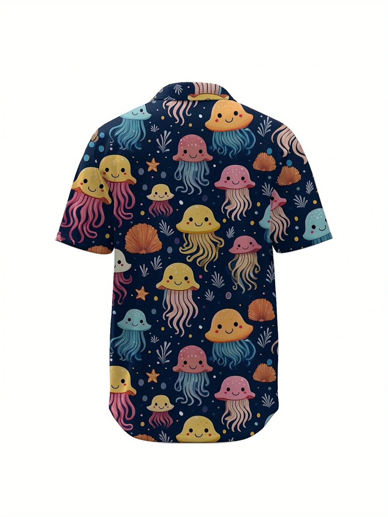 MEN  Sea Jellyfish Hawaiian Shirt for Men Short Sleeved Casual Summer Beach Shirts