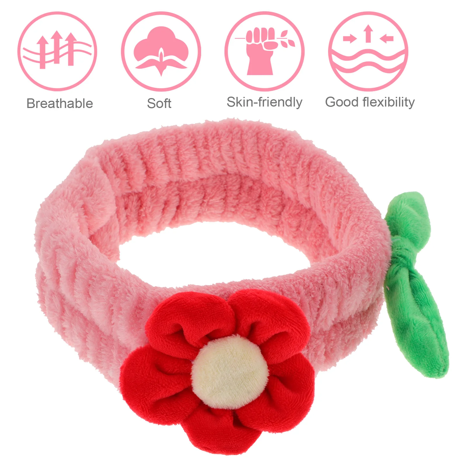 

1pcs Floral Hair Headband Makeup Face Wash Spa Elastic Women Cute Non Slip Pink Stretch Band Comfortable Skincare Yoga Sport