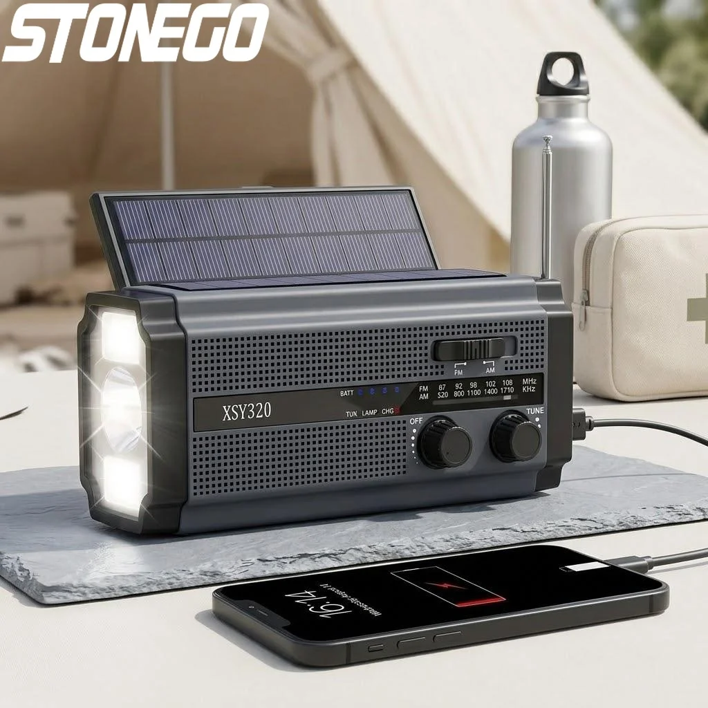 

Emergency Solar Crank Radio AM FM 5000mAh Dynamo LED Torch Reading Lamp SOS Alarm Camping Hiking Portable Outdoor