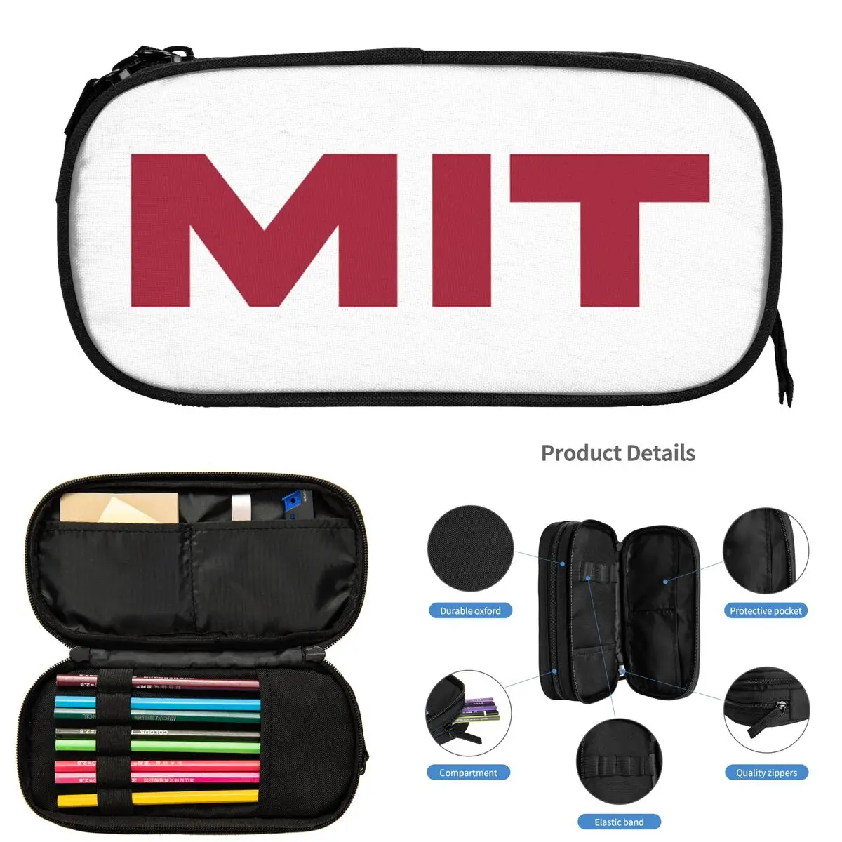 

MIT - Massachusetts Institute Of Technology Pencil Cases for Student School Pen Box Pencil Bag Large Storage Pencil Pouch
