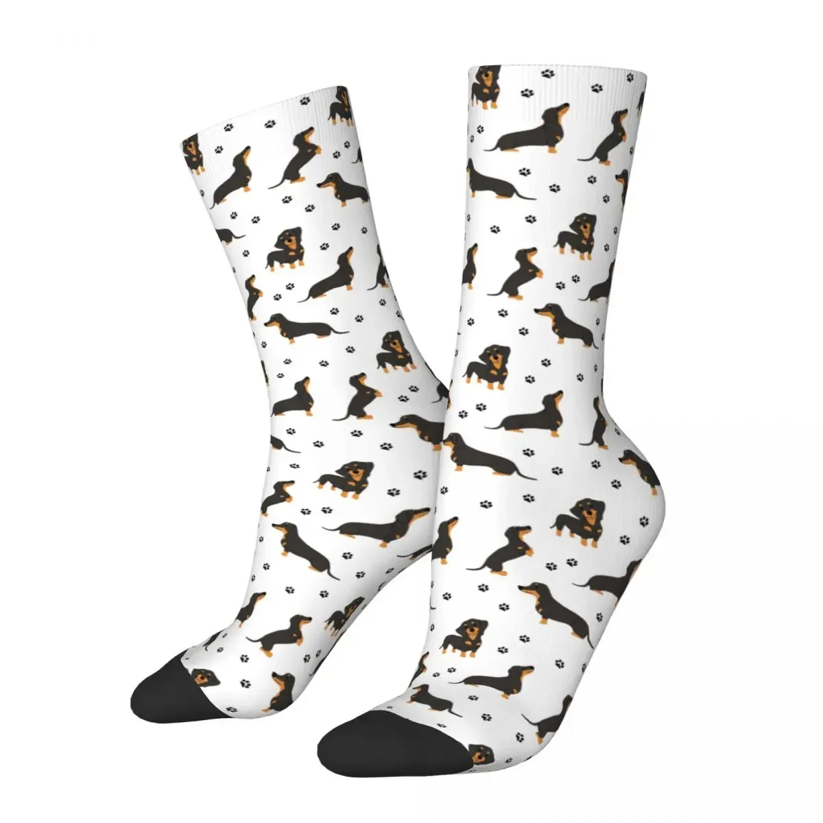 Calcetines largos con estampado de perro salchicha y patas de perro, medias absorbentes de sudor Harajuku para todas las estaciones, regalos para hombre y mujer