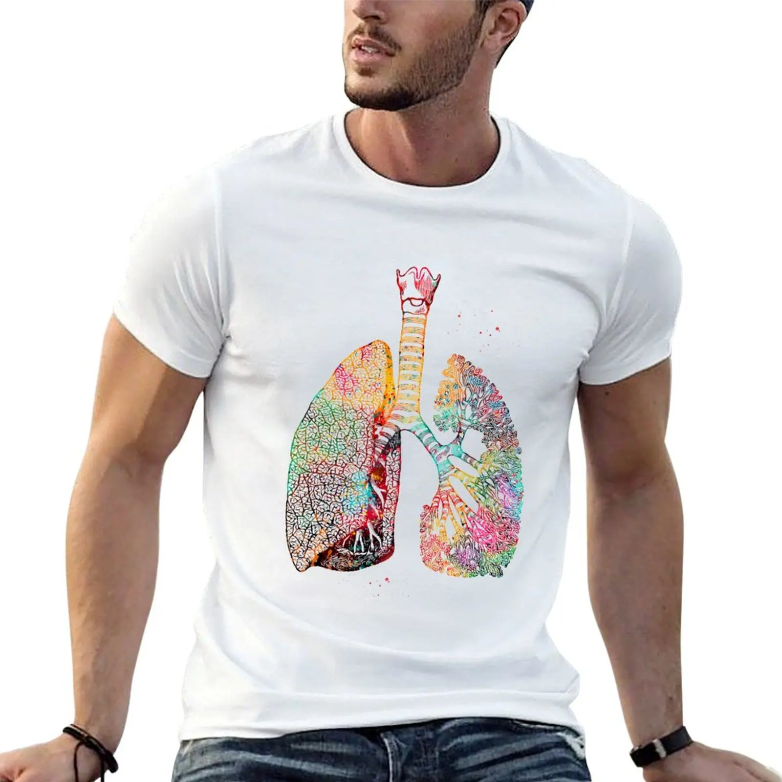 Lungs Art T-Shirt Work Outdoor T-Shirt for Men