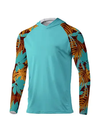 Felpe con cappuccio da uomo Performance Camicie da pesca Manica lunga Protezione UV Prodotti in rete Escursionismo campeggio Pesca Abbigliamento