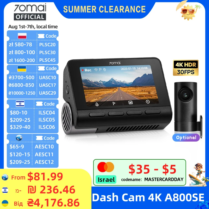 70mai A800SE 4K Dash Cam Dual Channel