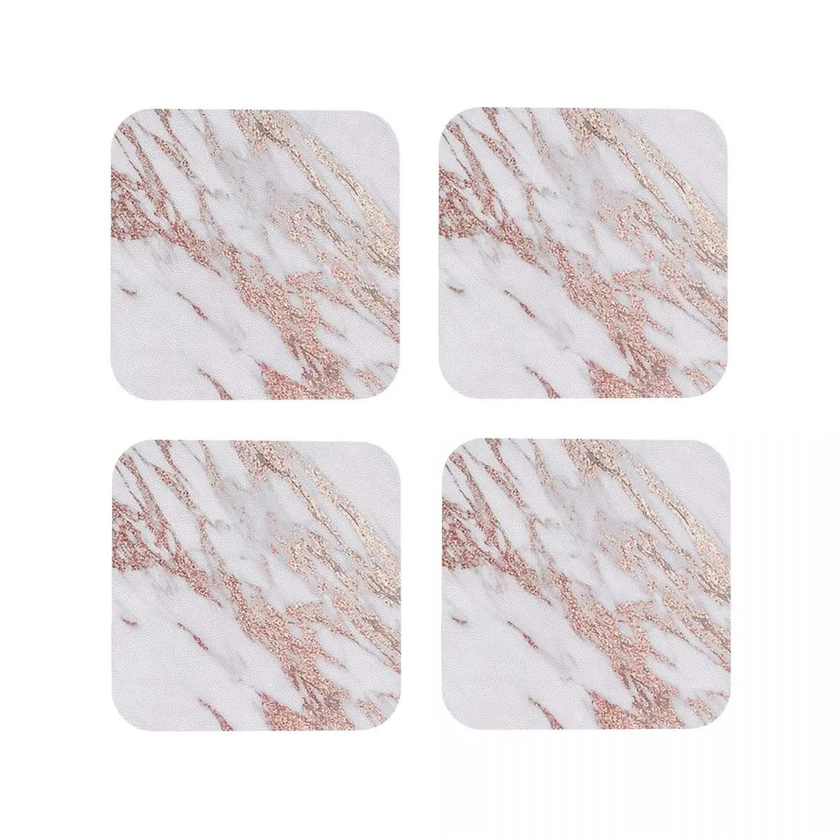 Blush Pink Rose Gold Marbl Coasters Kitchen Placemats Non-slip Insulation Cup Coffee Mats For Decor Home Tableware Pads Set of 4